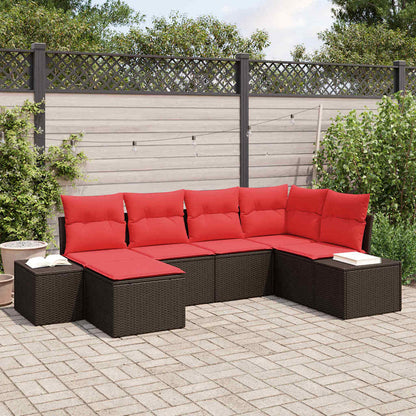 Set Divano da Giardino con cuscino 6 pcs Marrone polyrattan | homemem39