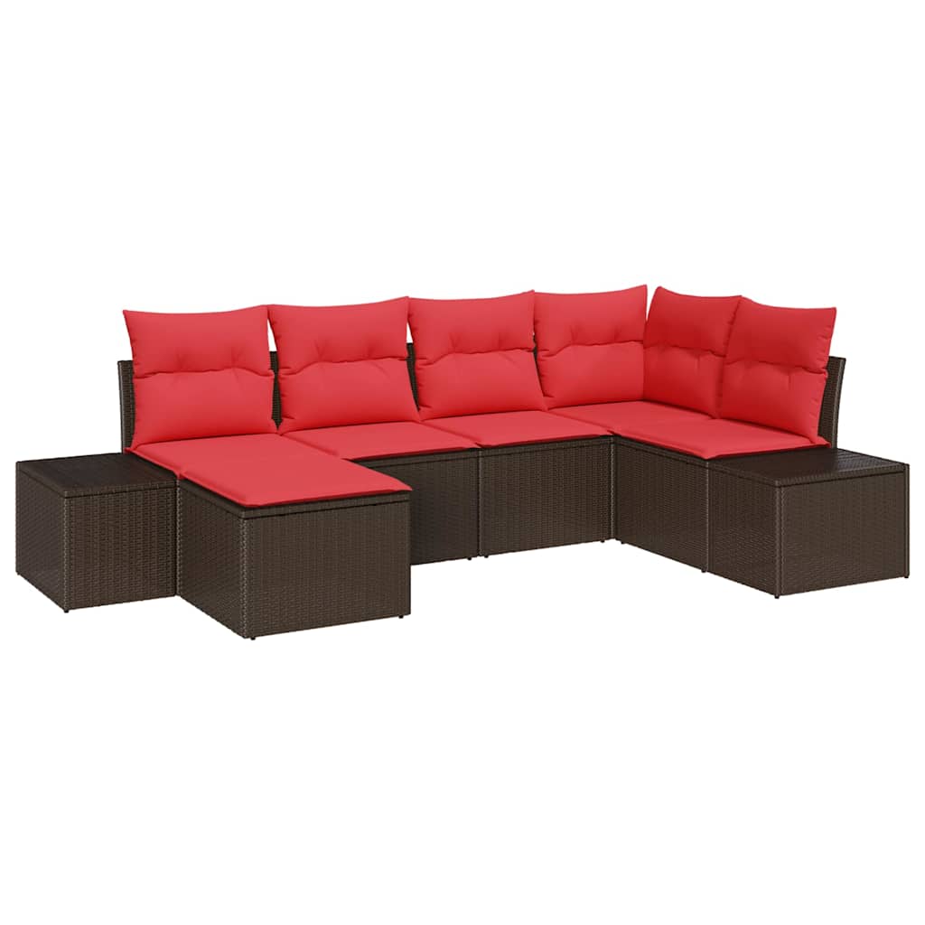 Set Divano da Giardino con cuscino 6 pcs Marrone polyrattan | homemem39