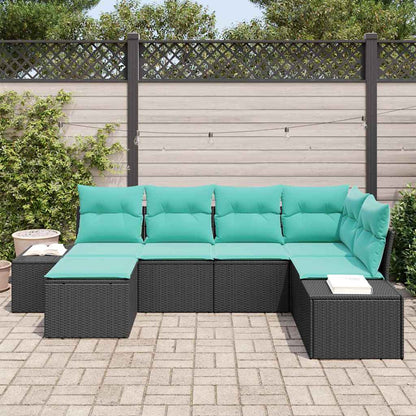 Set Divano da Giardino 6 pz Nero polyrattan