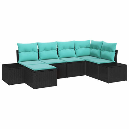 Set Divano da Giardino 6 pz Nero polyrattan