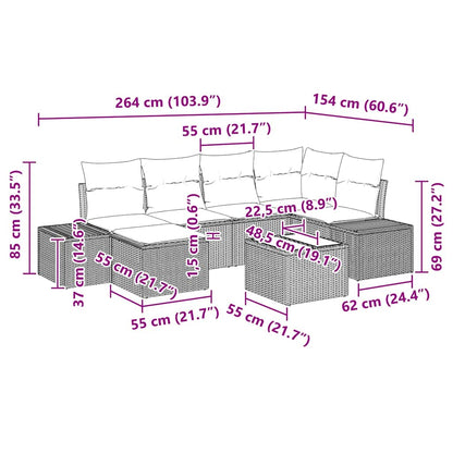 Set Divano da Giardino 7 pcs Marrone e Crema polyrattan | homemem39