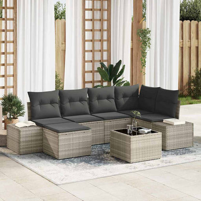 Set Divano da Giardino 7 pcs Grigio chiaro polyrattan | homemem39