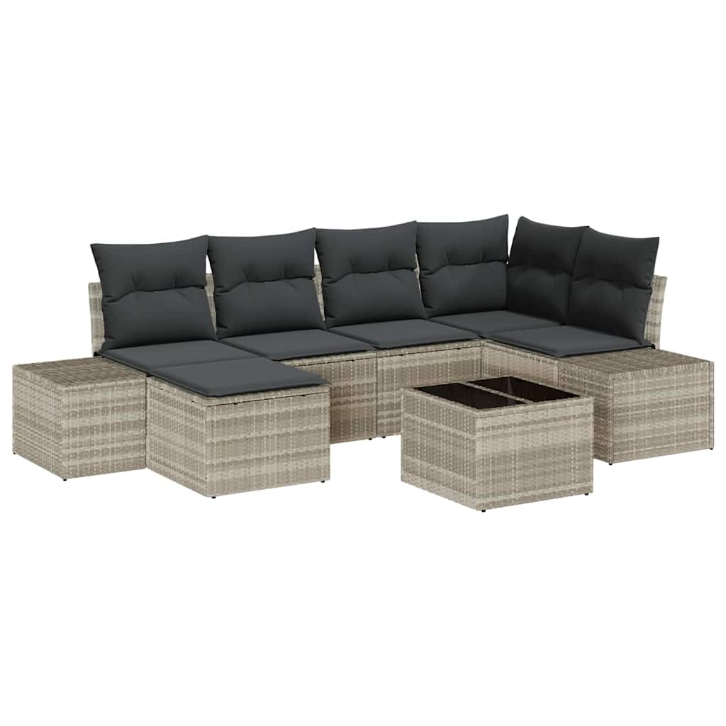 Set Divano da Giardino 7 pcs Grigio chiaro polyrattan | homemem39
