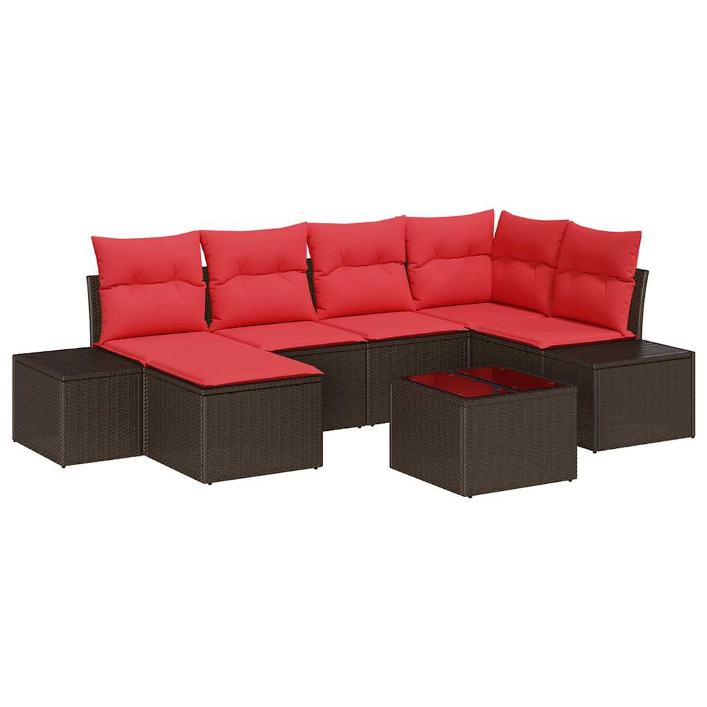 Set Divano da Giardino con cuscino 7 pcs Marrone polyrattan | homemem39