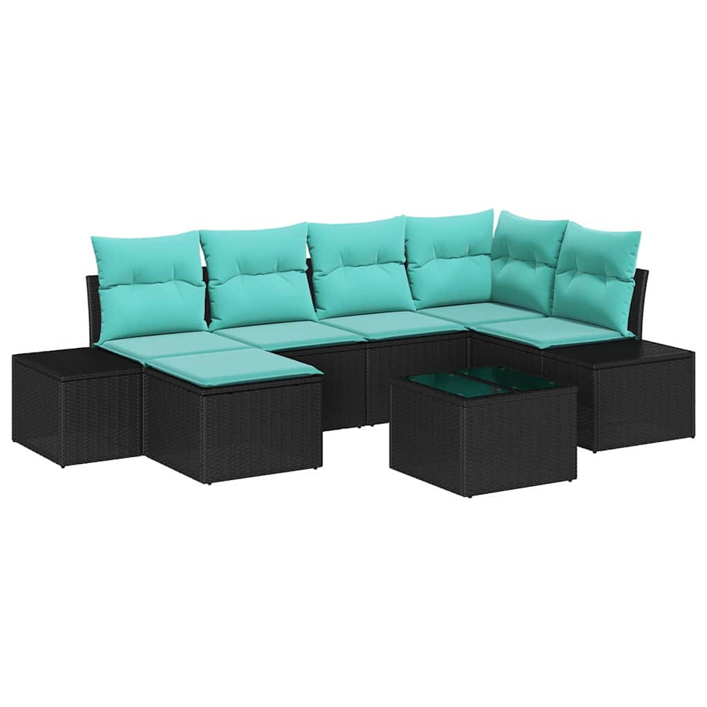 Set Divano da Giardino 7 pz Nero polyrattan | homemem39
