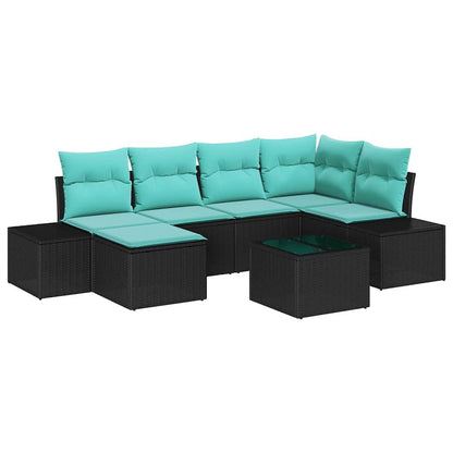 Set Divano da Giardino 7 pz Nero polyrattan | homemem39