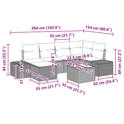 Set Divano da Giardino 7 pz Nero polyrattan | homemem39