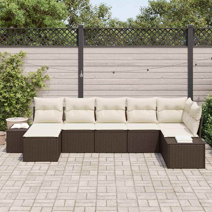 Set Divano da Giardino con cuscino 7 pcs Marrone polyrattan | homemem39