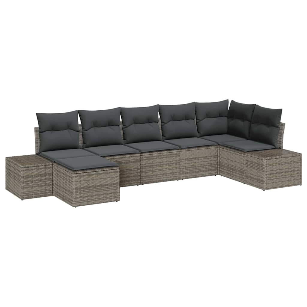 Set Divano da Giardino con cuscino 7 pcs Grigio polyrattan | homemem39