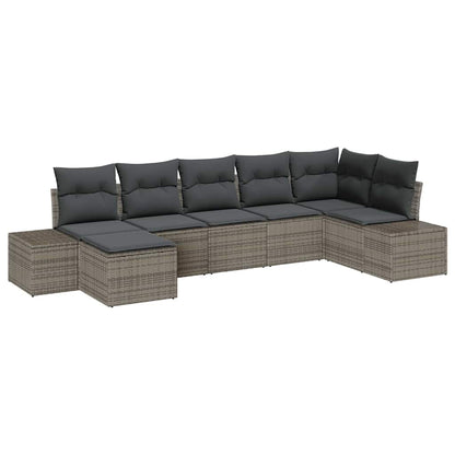Set Divano da Giardino con cuscino 7 pcs Grigio polyrattan | homemem39