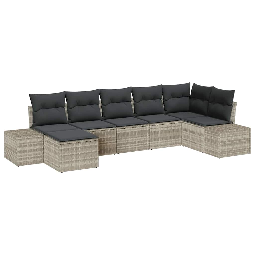 Set Divano da Giardino 7 pcs Grigio chiaro polyrattan | homemem39