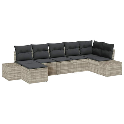Set Divano da Giardino 7 pcs Grigio chiaro polyrattan | homemem39