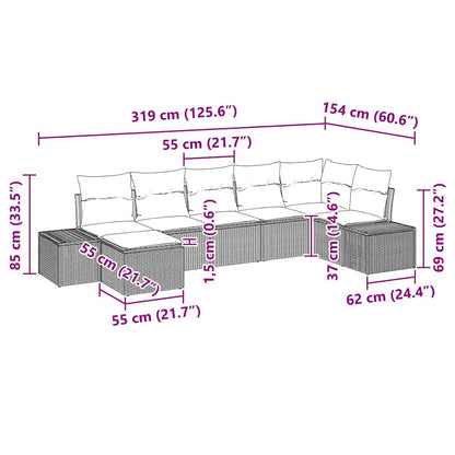 Set Divano da Giardino 7 pcs Grigio chiaro polyrattan | homemem39