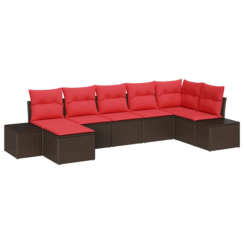 Set Divano da Giardino con cuscino 7 pcs Marrone polyrattan | homemem39