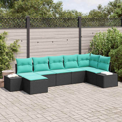 Set Divano da Giardino 7 pz Nero polyrattan | homemem39