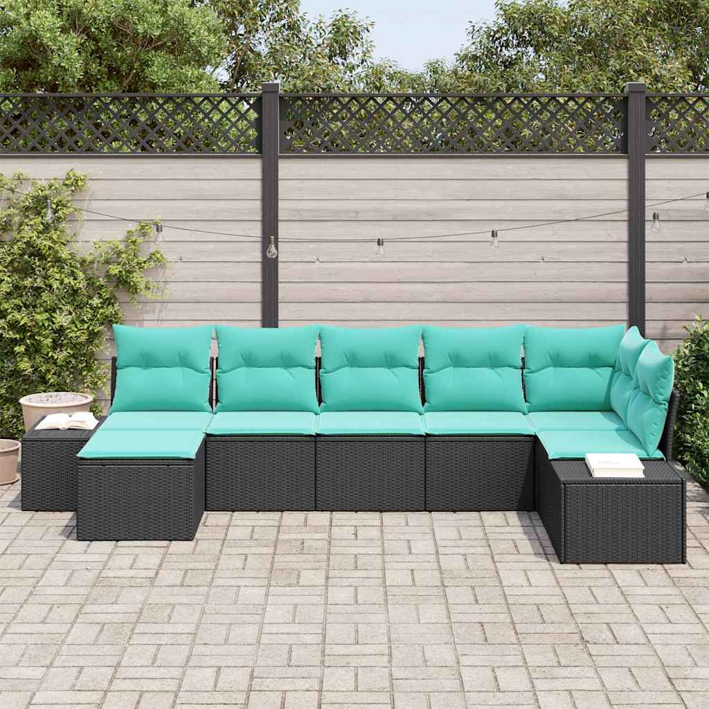 Set Divano da Giardino 7 pz Nero polyrattan | homemem39