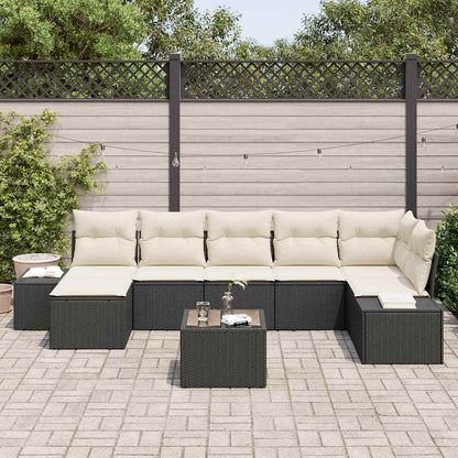 Set Divano da Giardino con cuscino 8 pcs Nero polyrattan | homemem39