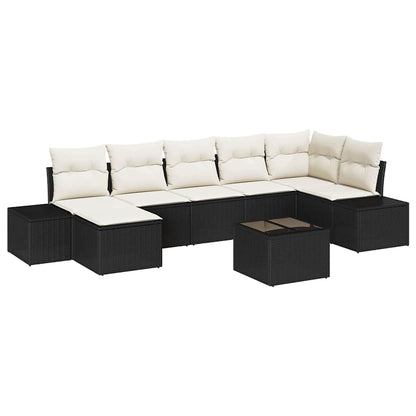 Set Divano da Giardino con cuscino 8 pcs Nero polyrattan | homemem39