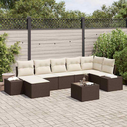 Set Divano da Giardino con cuscino 8 pcs Marrone polyrattan | homemem39