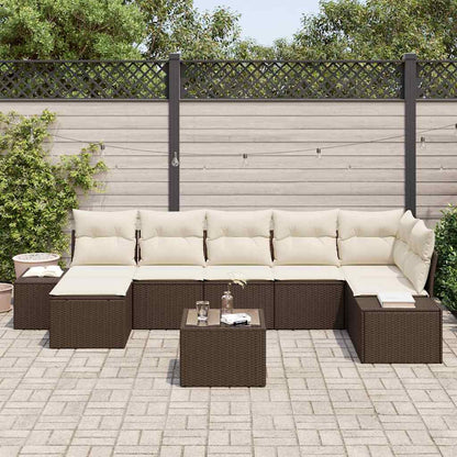 Set Divano da Giardino con cuscino 8 pcs Marrone polyrattan | homemem39