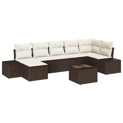 Set Divano da Giardino con cuscino 8 pcs Marrone polyrattan | homemem39