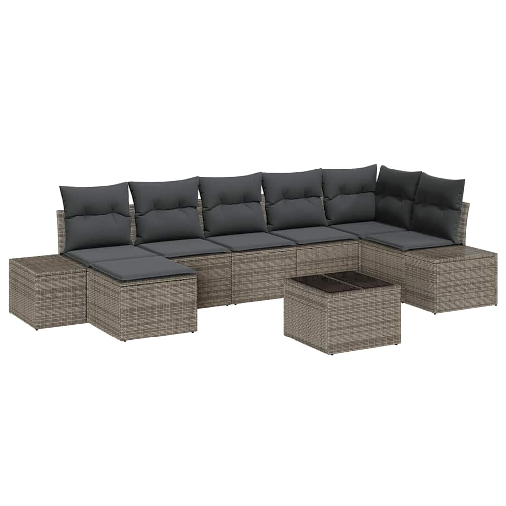 Set Divano da Giardino con cuscino 8 pcs Grigio polyrattan | homemem39