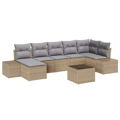 Set Divano da Giardino con cuscino 8 pcs Beige polyrattan | homemem39