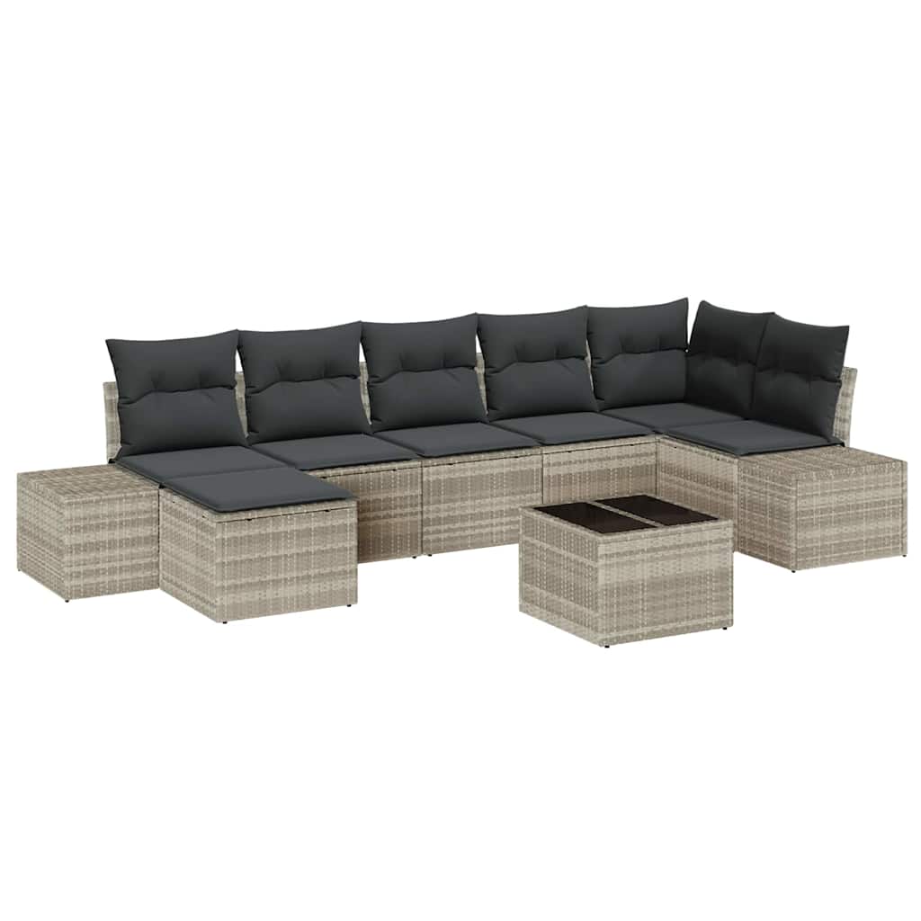 Set Divano da Giardino 8 pcs Grigio chiaro polyrattan | homemem39