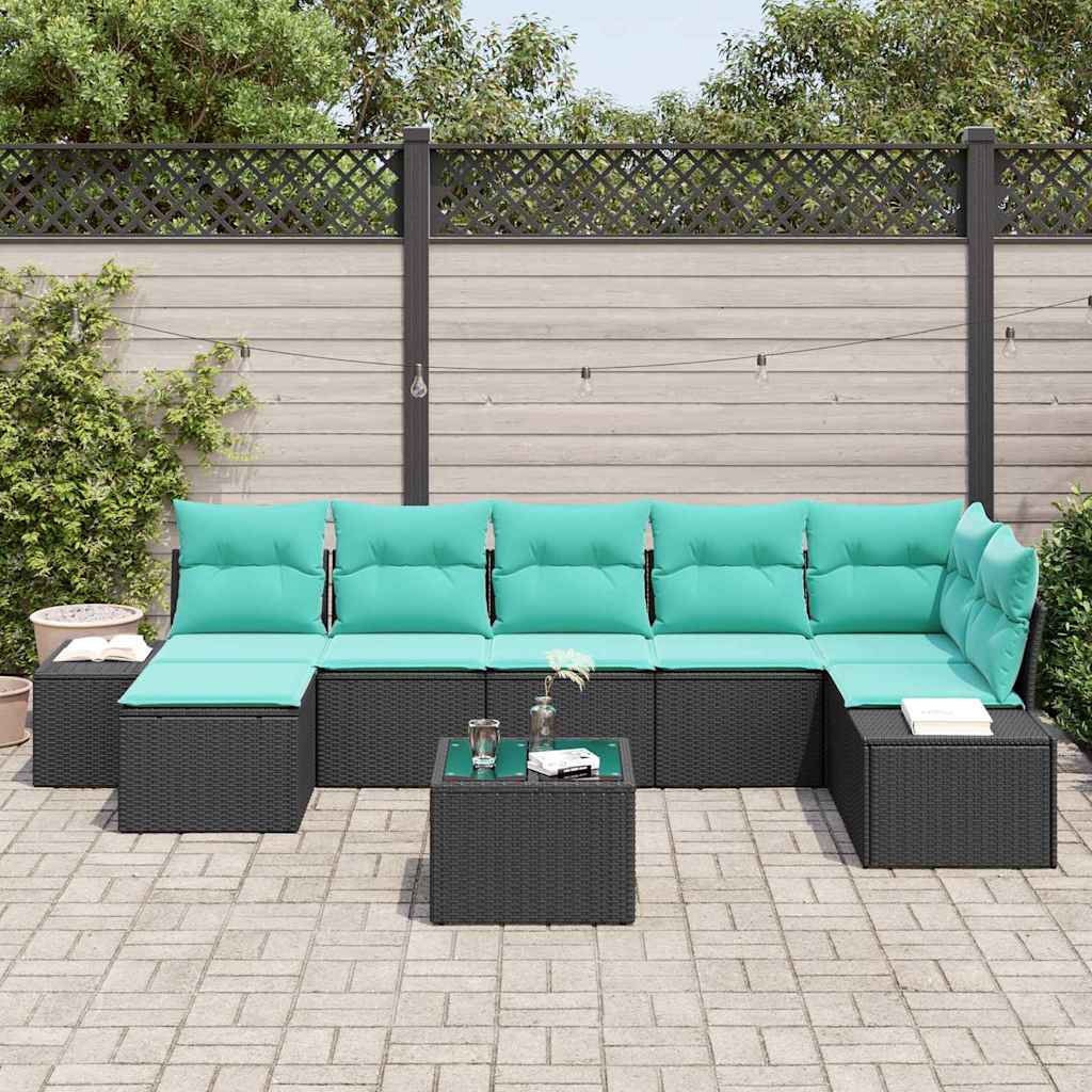 Set Divano da Giardino 8 pz Nero polyrattan | homemem39