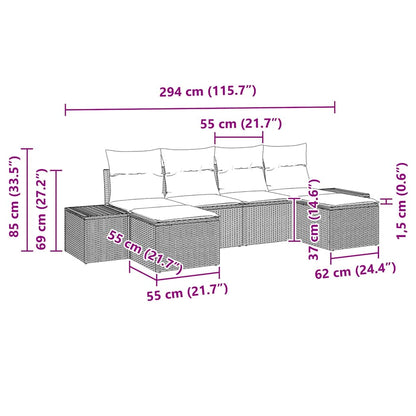 Set Divano da Giardino con cuscino 6 pcs Marrone polyrattan | homemem39