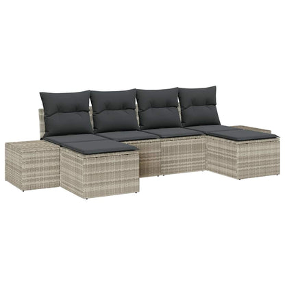 Set Divano da Giardino 6 pcs Grigio chiaro polyrattan | homemem39