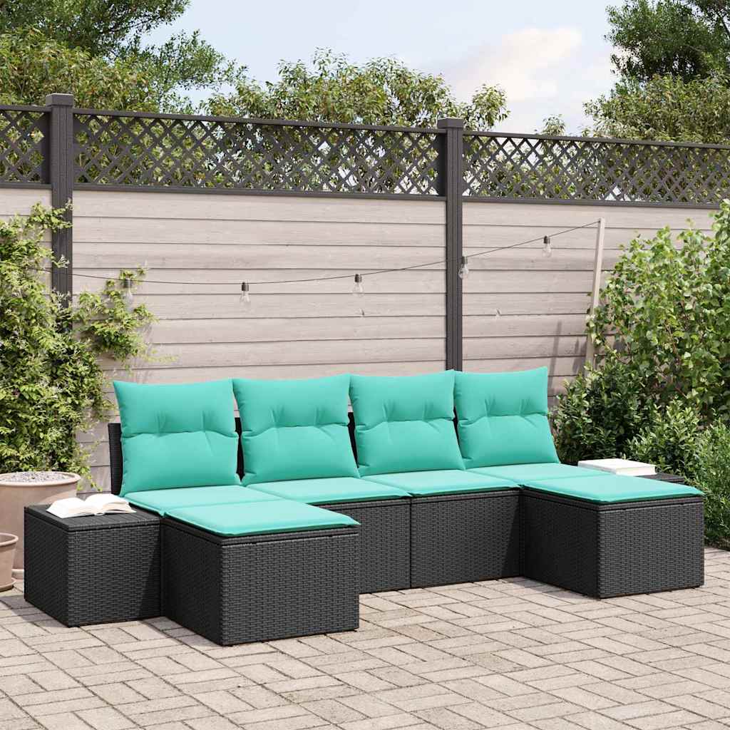 Set Divano da Giardino 6 pz Nero polyrattan | homemem39