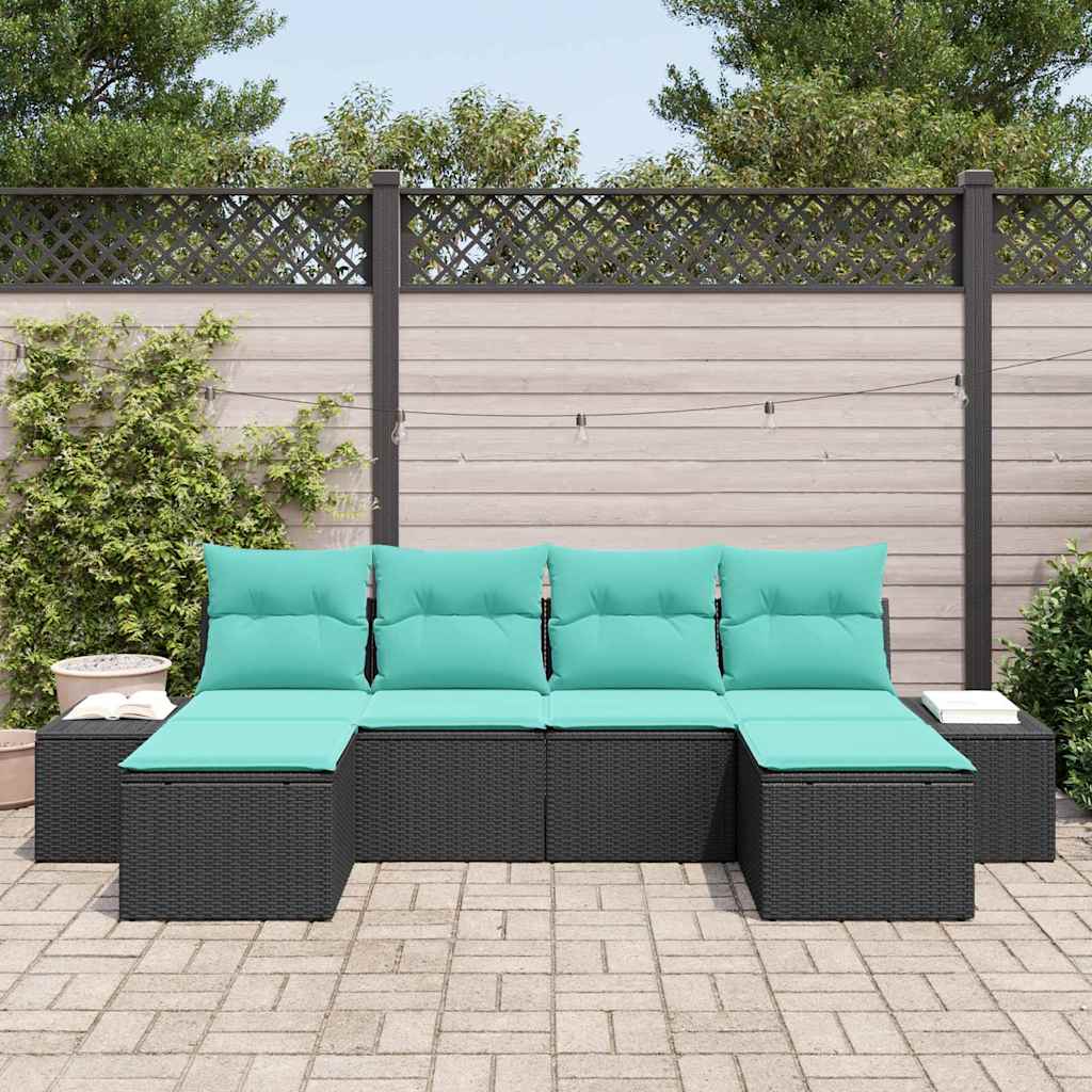 Set Divano da Giardino 6 pz Nero polyrattan | homemem39