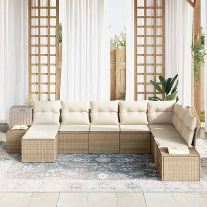 Set Divano da Giardino con cuscino 8 pcs Beige polyrattan | homemem39