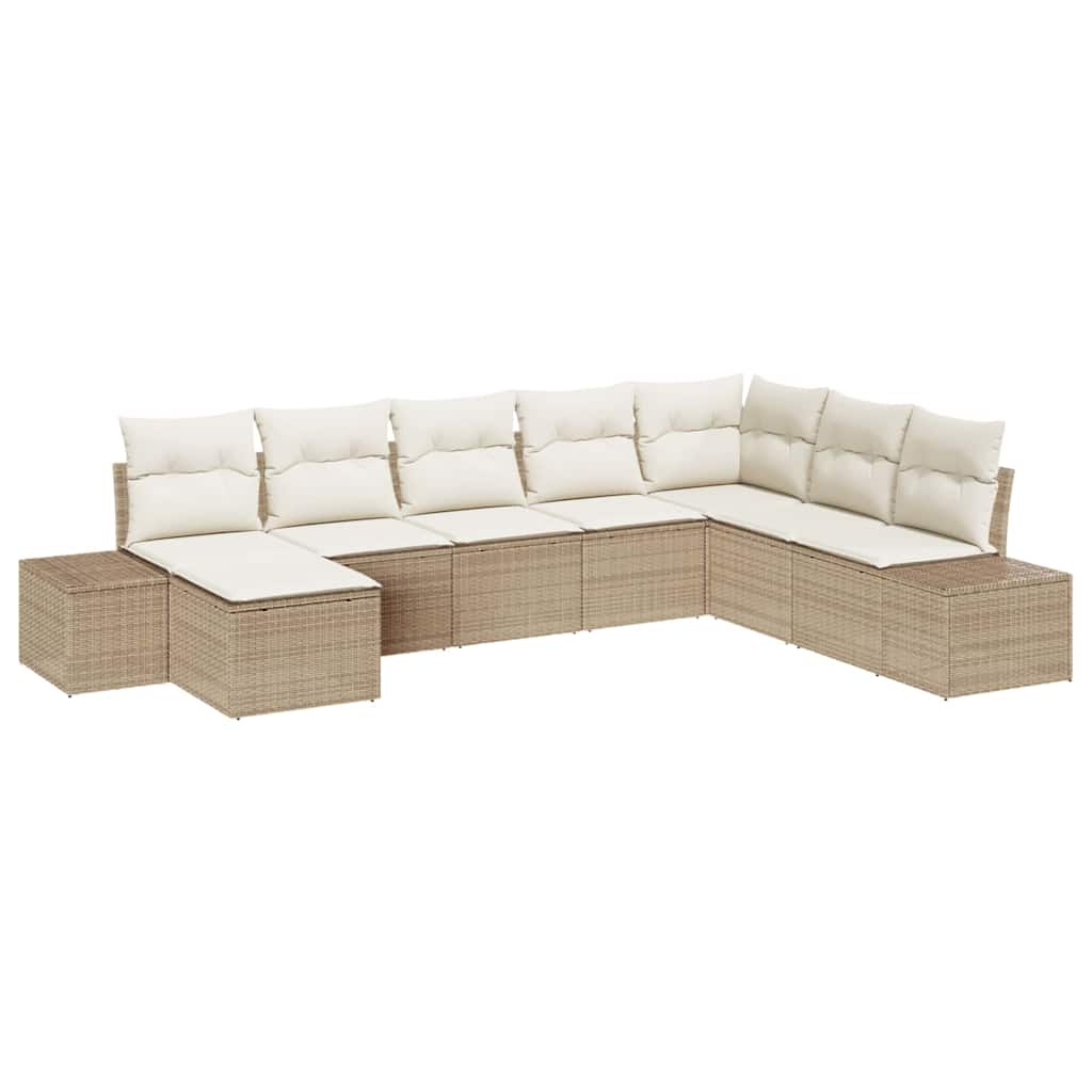 Set Divano da Giardino con cuscino 8 pcs Beige polyrattan | homemem39