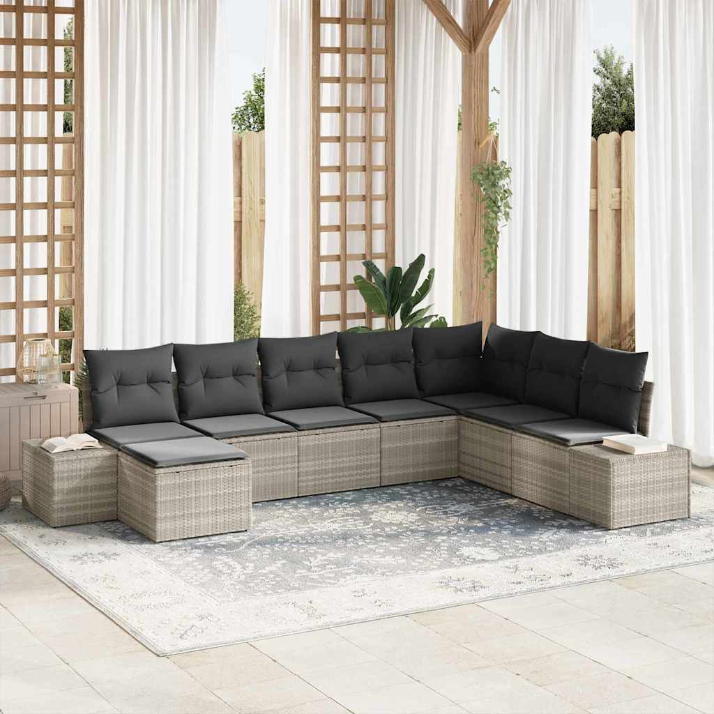 Set Divano da Giardino con cuscino 8 pcs polyrattan | homemem39