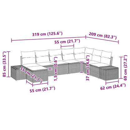 Set Divano da Giardino con cuscino 8 pcs polyrattan | homemem39