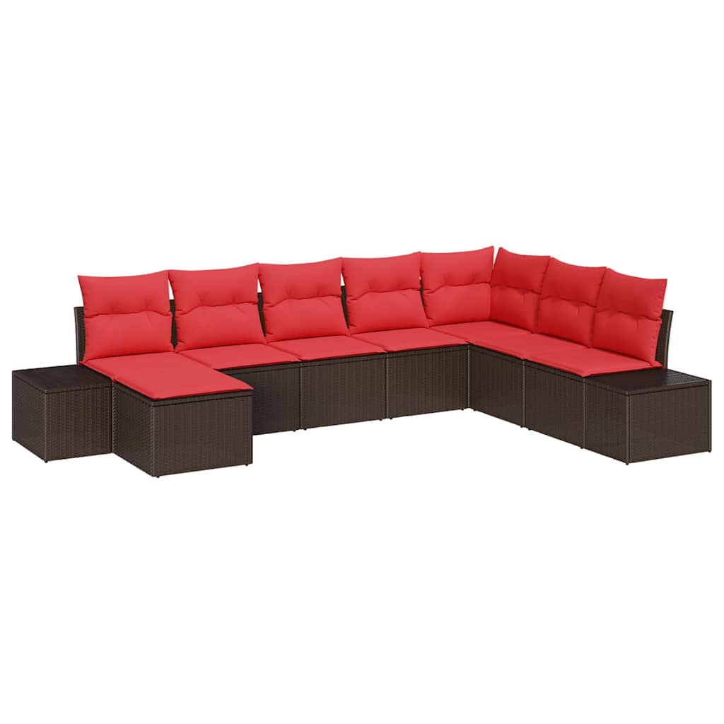 Set Divano da Giardino con cuscino 8 pcs Marrone polyrattan | homemem39