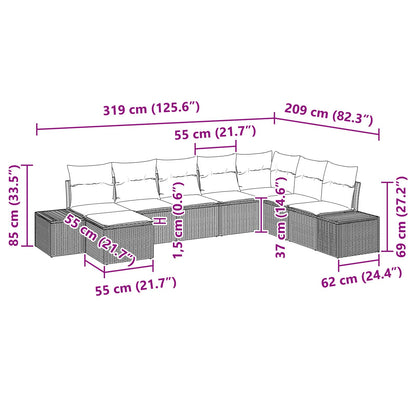 Set Divano da Giardino con cuscino 8 pcs Marrone polyrattan | homemem39
