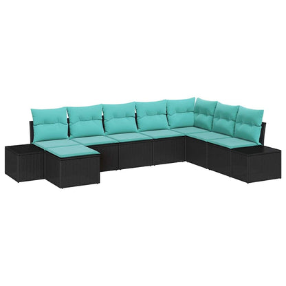 Set Divano da Giardino 8 pz Nero polyrattan | homemem39