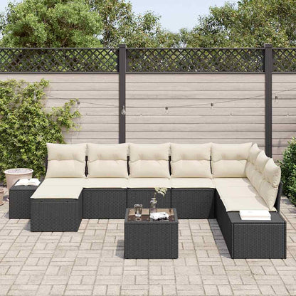 Set Divano da Giardino 9 pz Nero polyrattan | homemem39