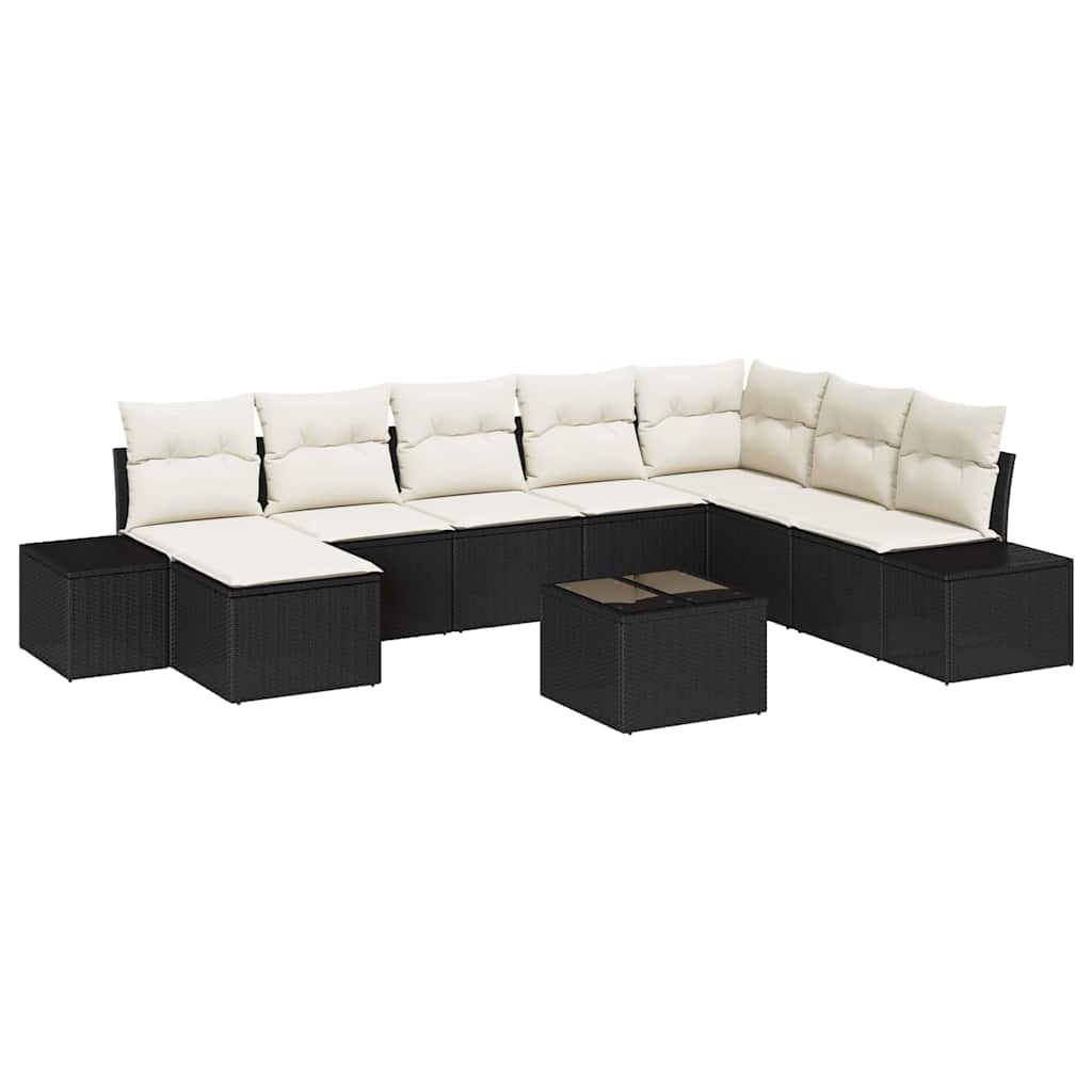 Set Divano da Giardino 9 pz Nero polyrattan | homemem39