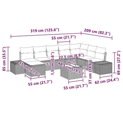 Set Divano da Giardino 9 pz Nero polyrattan | homemem39