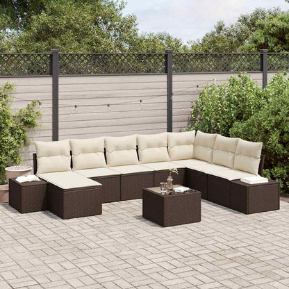 Set Divano da Giardino con cuscino 9 pcs Marrone polyrattan | homemem39