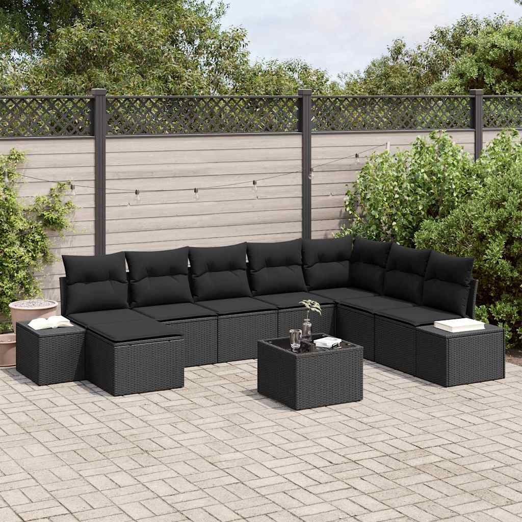 Set Divano da Giardino con cuscino 9 pcs polyrattan | homemem39