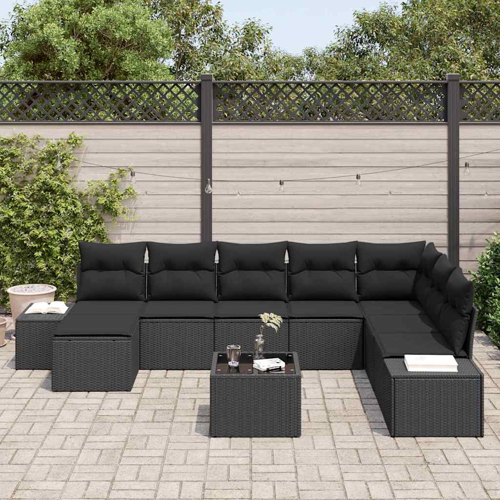 Set Divano da Giardino con cuscino 9 pcs polyrattan | homemem39