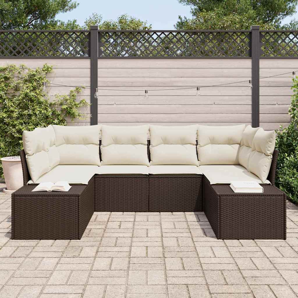 Set Divano da Giardino con cuscino 6 pcs Marrone polyrattan | homemem39