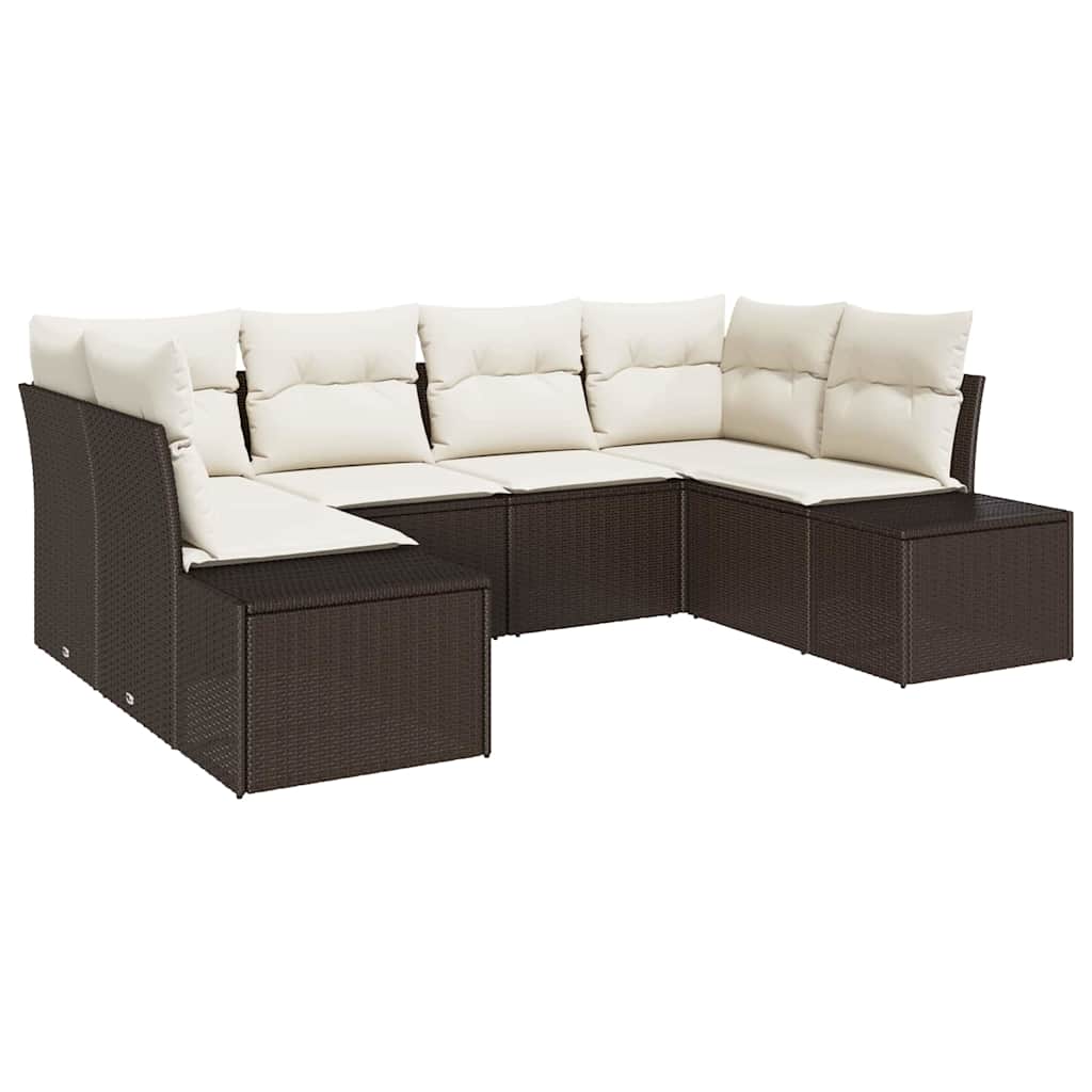 Set Divano da Giardino con cuscino 6 pcs Marrone polyrattan | homemem39