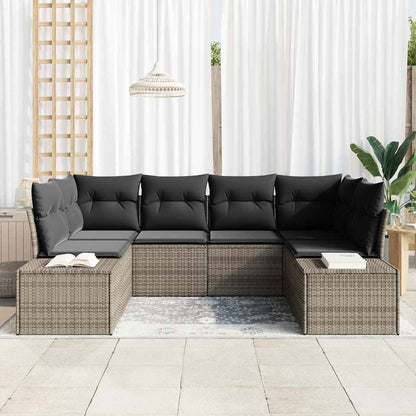 Set Divano da Giardino con cuscino 6 pcs Grigio polyrattan | homemem39