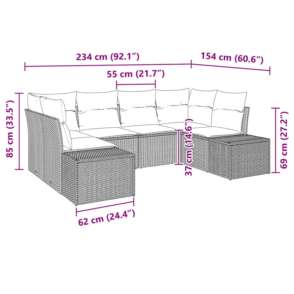 Set Divano da Giardino 6 pcs Grigio chiaro polyrattan | homemem39